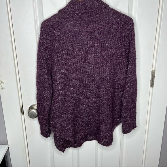 Free People Dylan Purple Tweedy Cowl Neck Chunky Sweater Size XS - Picture 7 of 7